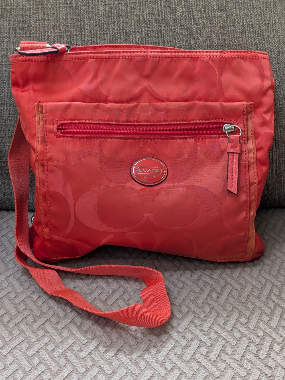 Coach Orange Signature Nylon Crossbody Bag